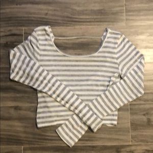 American Eagle Cropped Cross Back Stripe LS Top